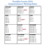 2026 Commissioners Meeting Calendar