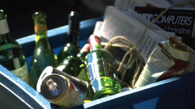 Recyclables in a Bin